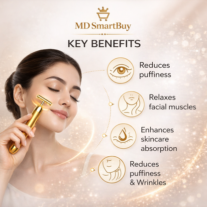24K Gold Energy Beauty Bar Electric Facial Massage Roller