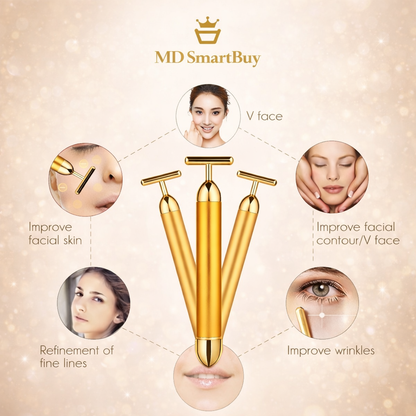 24K Gold Energy Beauty Bar Electric Facial Massage Roller