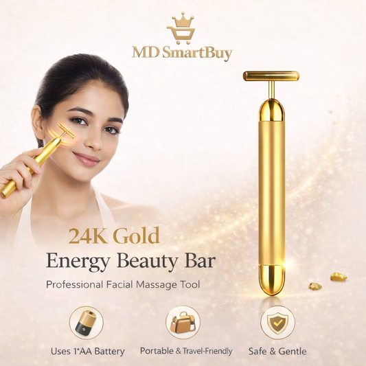 24K Gold Energy Beauty Bar Electric Facial Massage Roller