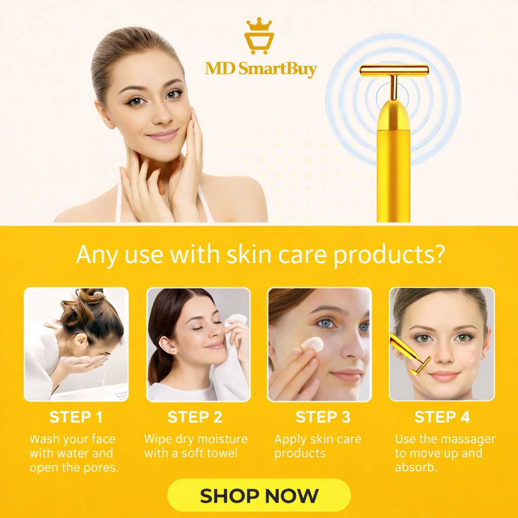 24K Gold Energy Beauty Bar Electric Facial Massage Roller
